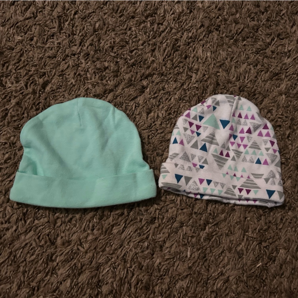 Kids Geometric Patterned and Solid Mint Beanies